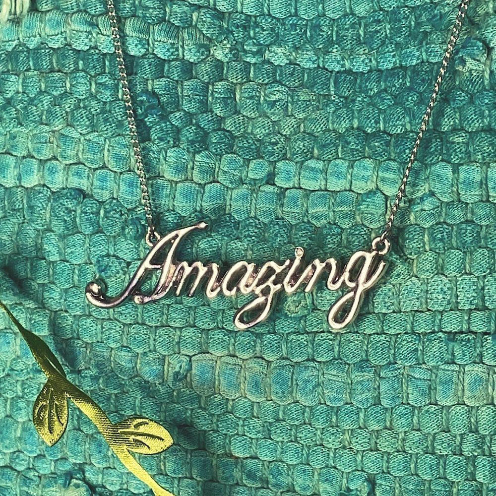 Vintage (2010) Forever 21 “Amazing” Necklace script self love